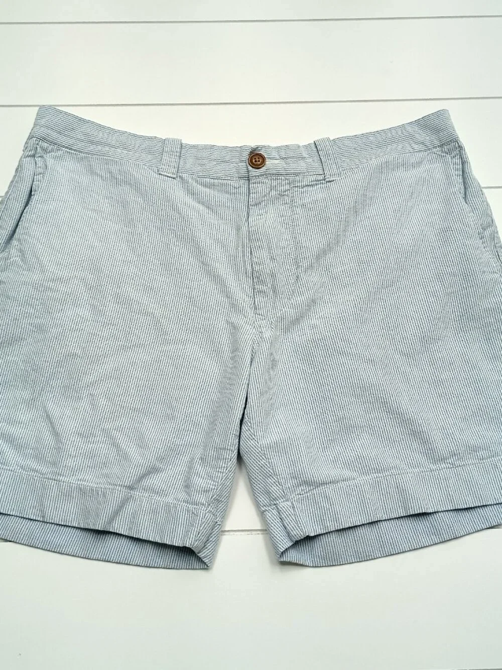 J.Crew Reade Shorts 34 Blue White Stripe Cotton Chino Preppy Summer Casual